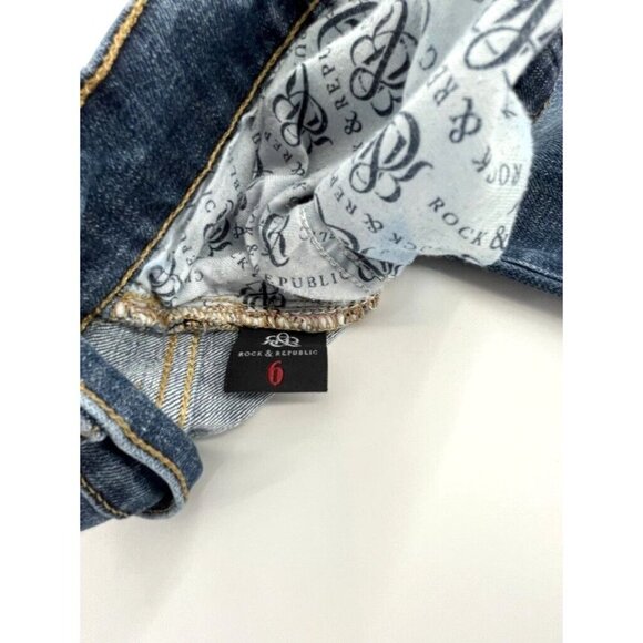 Rock & Republic Kasandra Jeans Size 6S Dark Distressed Bootcut Western - Picture 8 of 9